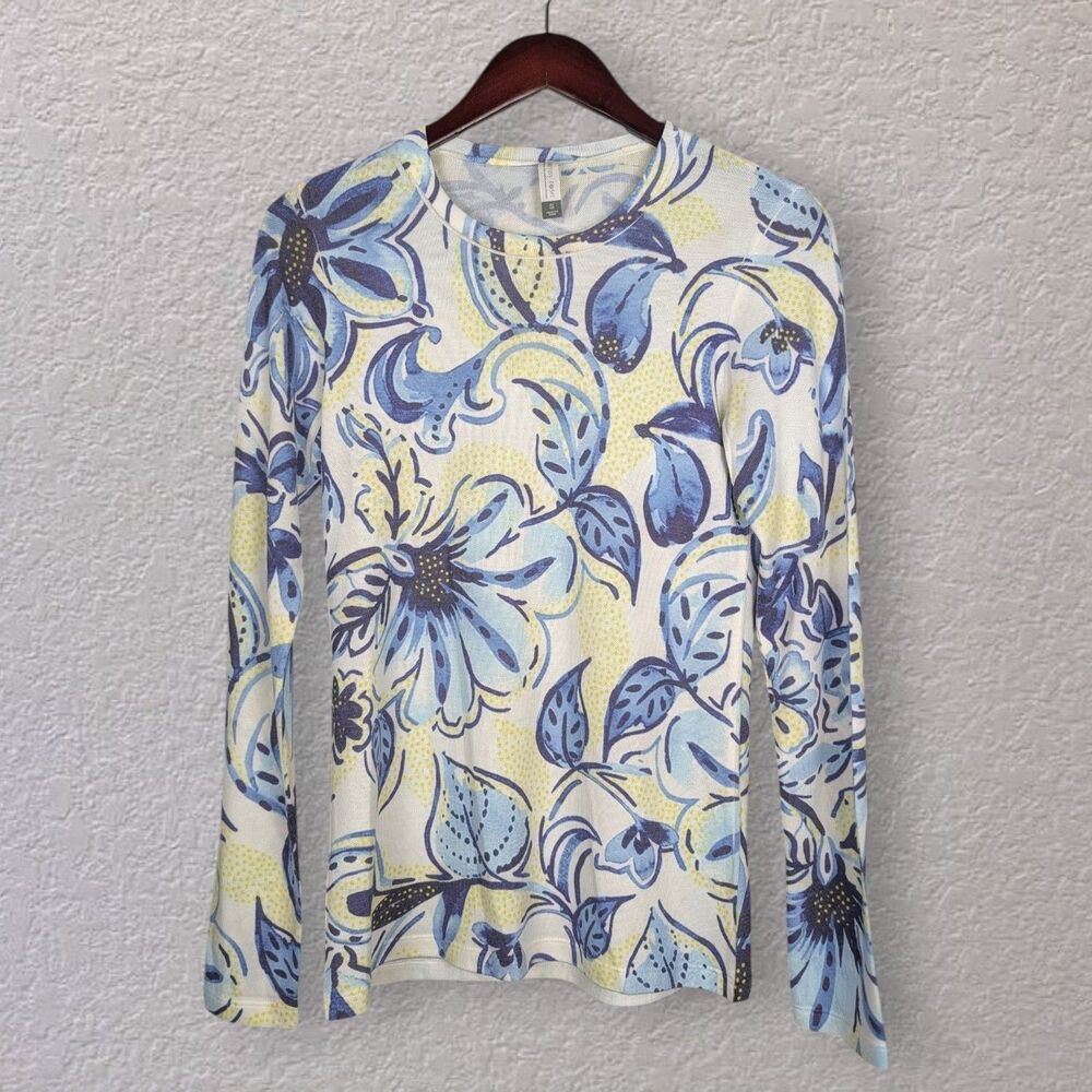 Whimsy Rose Butterknit Long Sleeve Floral Print Soft Knit Top Size Small